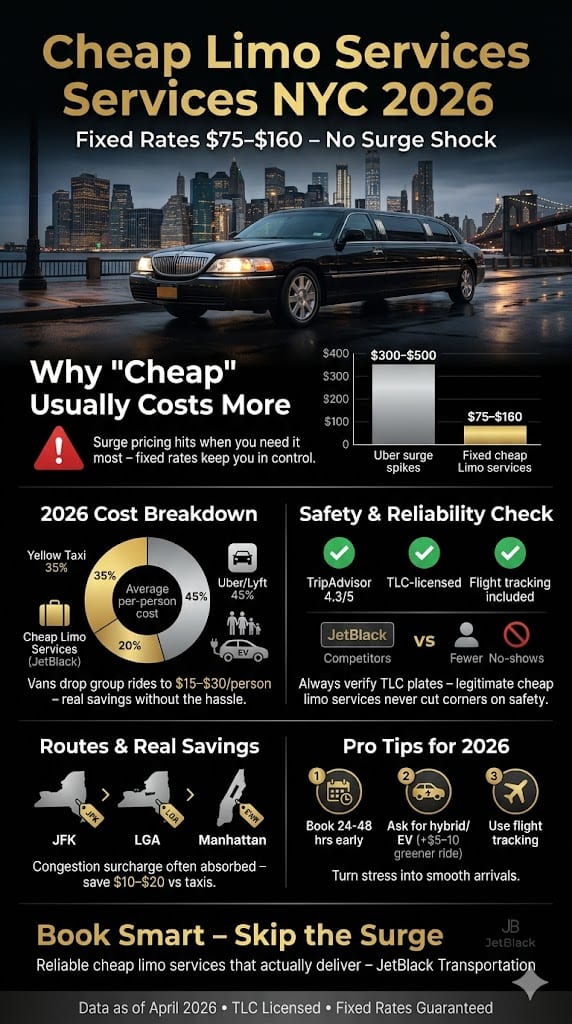 Cheap Limo Services In New York City 2026: Honest Ways To Get A Reliable Ride Without Getting Fleeced 3 April 16, 2026 Infographic Cheap Limo Services
