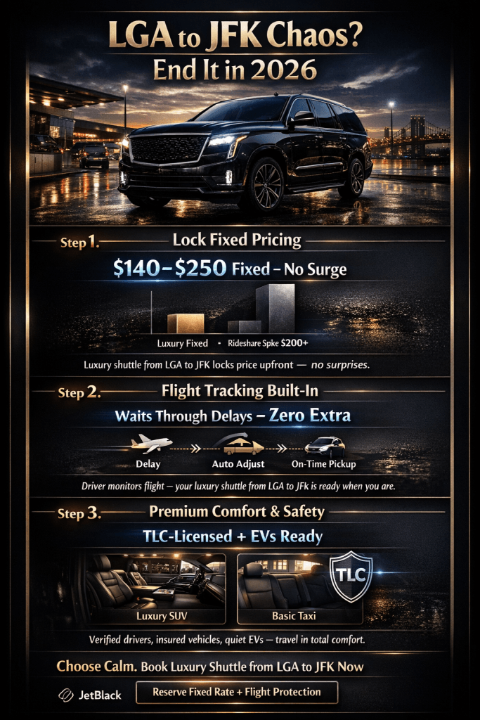 Luxury Shuttle From Lga To Jfk: Ultimate 2026 Survival Guide 3 April 16, 2026 Infographic Luxury Shuttle From Lga To Jfk