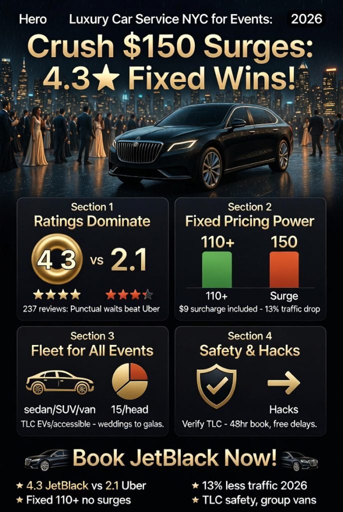 Luxury Car Service Nyc For Events: Your 2026 Battle-Tested Guide 3 April 15, 2026 Infographic Luxury Car Service Nyc For Events