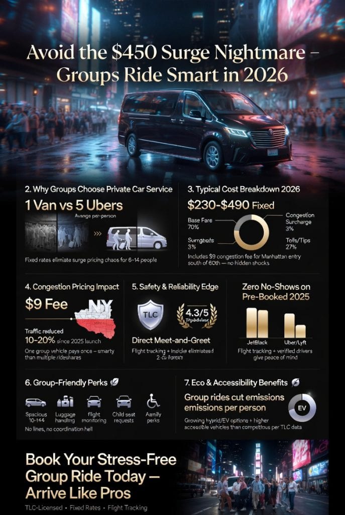 Infographic Mapping Congestion Pricing Costs And Savings For Car Service From Jfk To Times Square For Groups