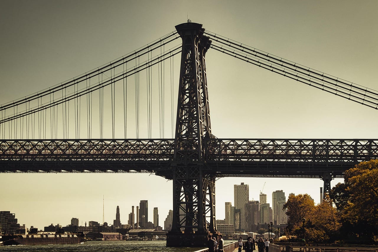 Bridge, City, New York, Usa, America, Manhattan, Architecture, Skyline, Modern, The Centre Of, Skyscrapers, Buildings, Nature, Williamsburg Bridge, Sky