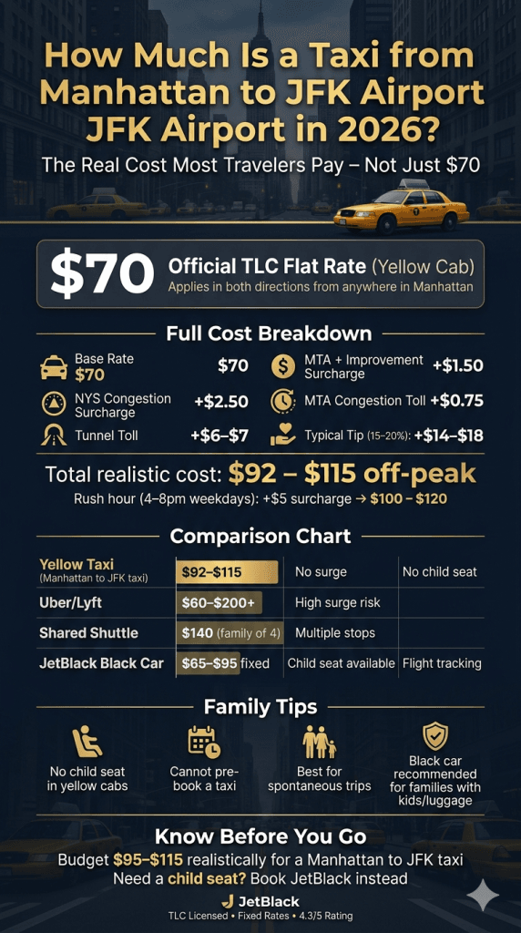 How Much Is A Taxi From Manhattan To Jfk Airport 2026 Comparison Infographic All Transport Options