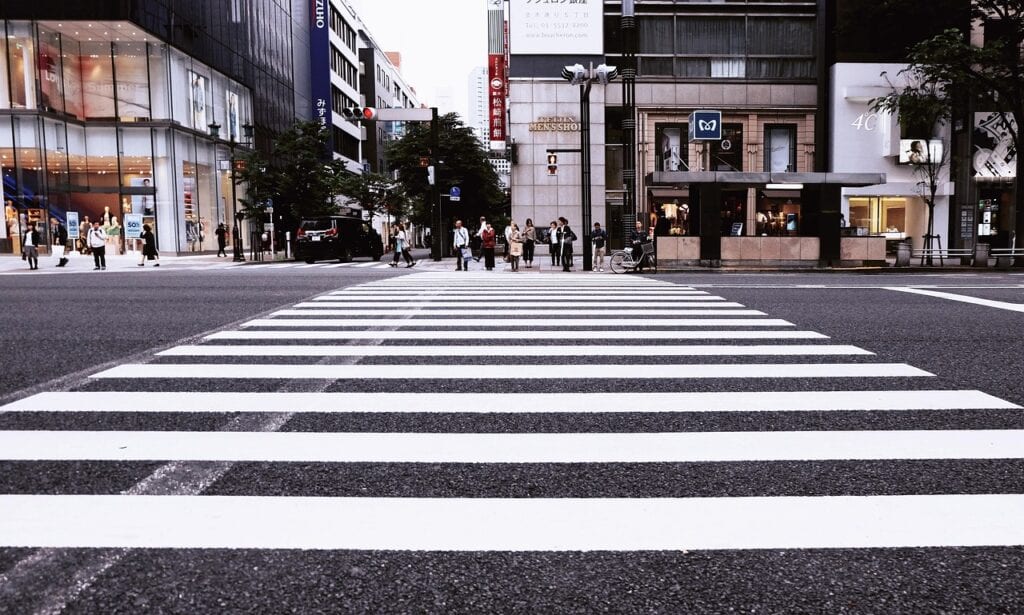 Buildings, Pedestrian Crossing, City, Crossing, Pedestrians, People, Road, Street, City Street, City, Road, Road, Road, Street, Street, Street, Street, Street, City Street