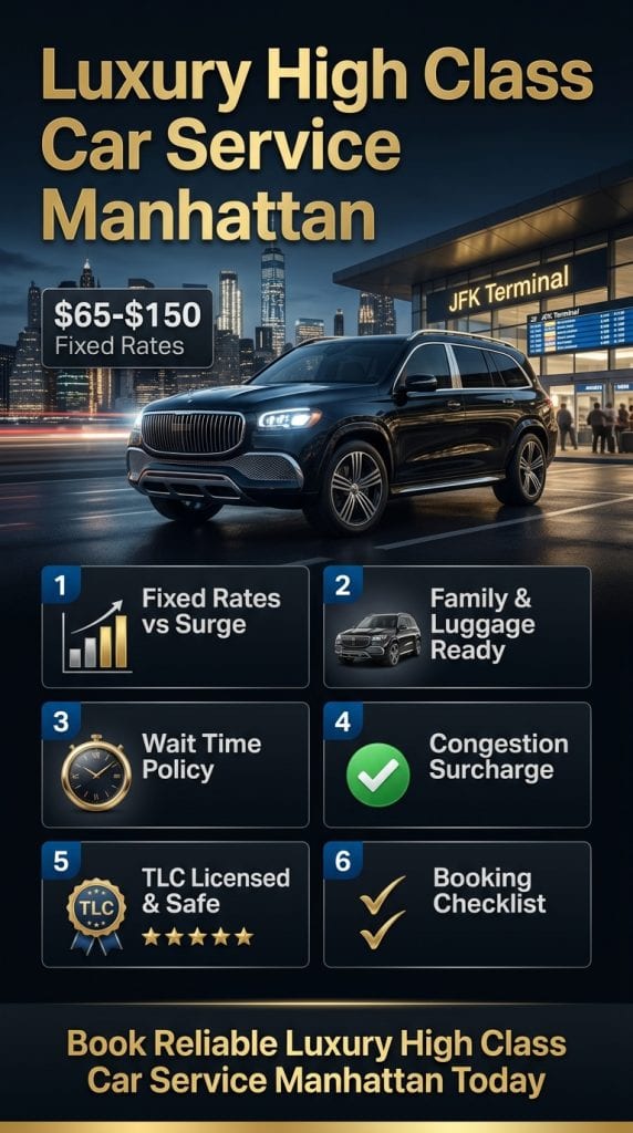 Nyc For-Hire Vehicle Comparison Infographic 2026 Luxury High Class Car Service Manhattan Comparison Infographic Black Car Vs Rideshare Vs Yellow Taxi Nyc