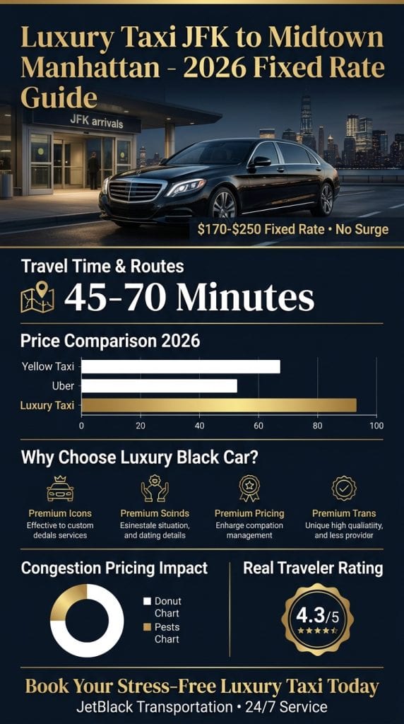 Infographic Showing 2026 Congestion Pricing Impacts On Luxury Taxi Jfk To Midtown Manhattan Rides