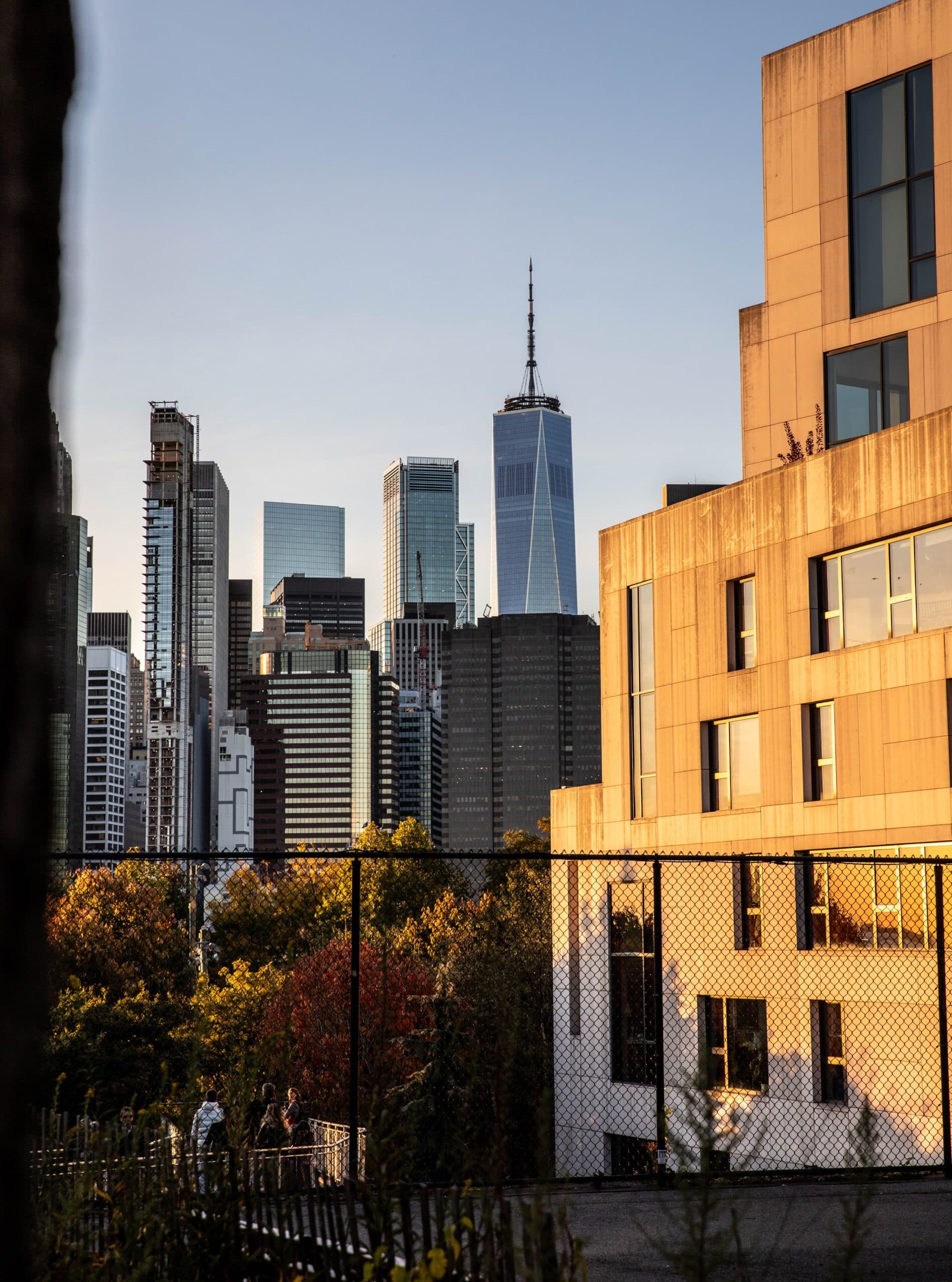 View Of One World Trade Center And Nyc Skyscrapers At Sunset.