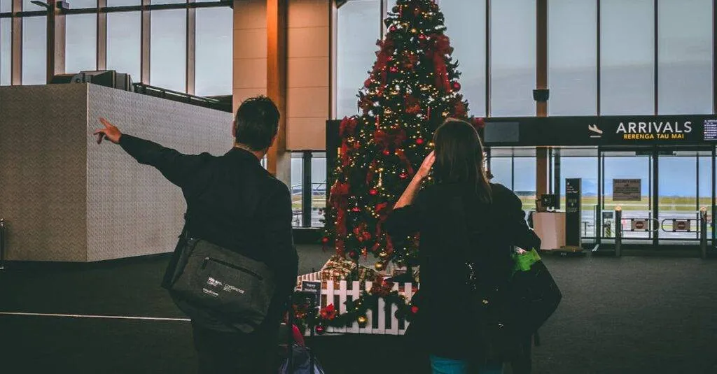 Man And Woman Staring At Christmas Tree