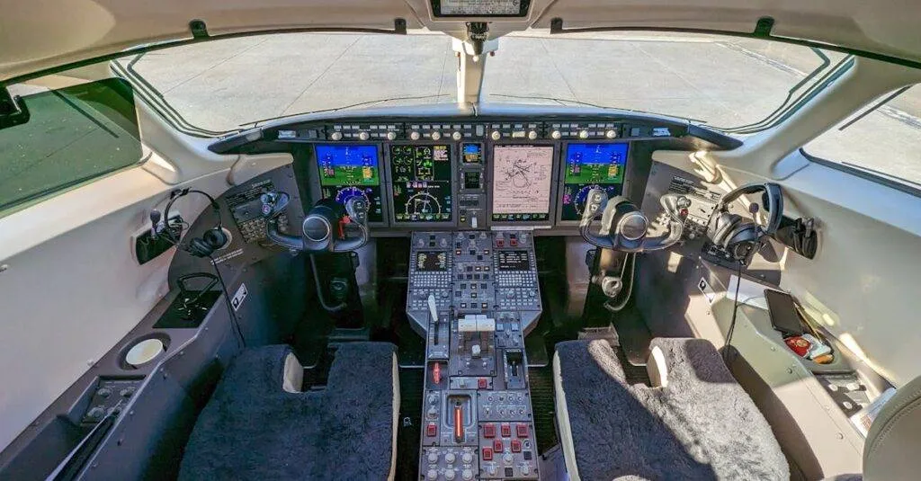 Faqs 9 February 1, 2026 Detailed View Of A Modern Airplane Cockpit Featuring A Control Panel, Steering, And Screens.