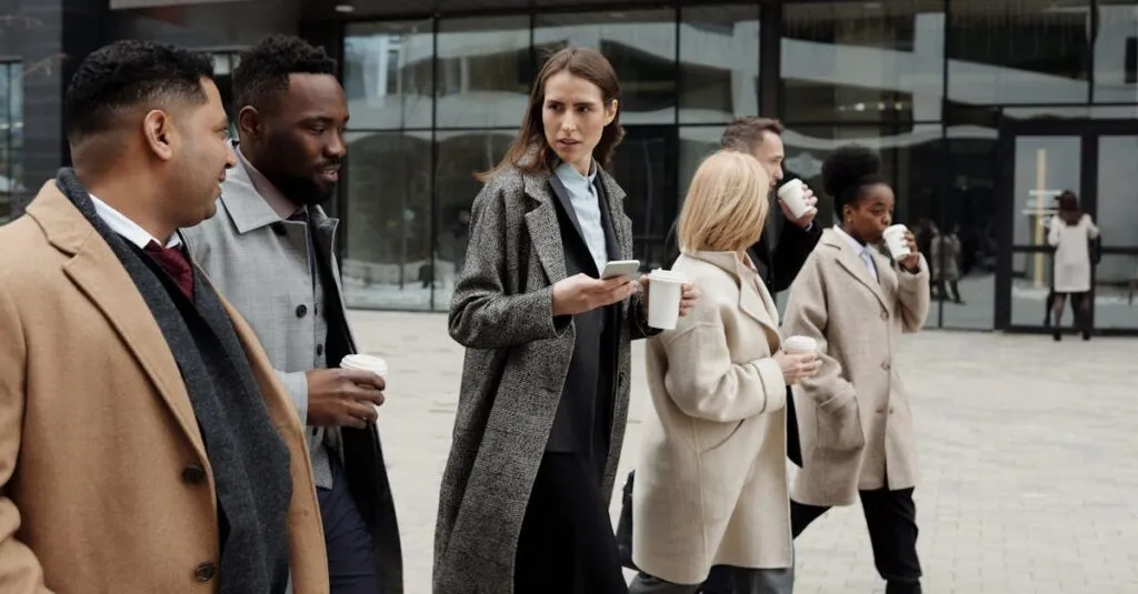 Car Charter Service: An Easy Way of Traveling in Style | JetBlack 2 A group of diverse business professionals enjoying a coffee break outdoors in the city.