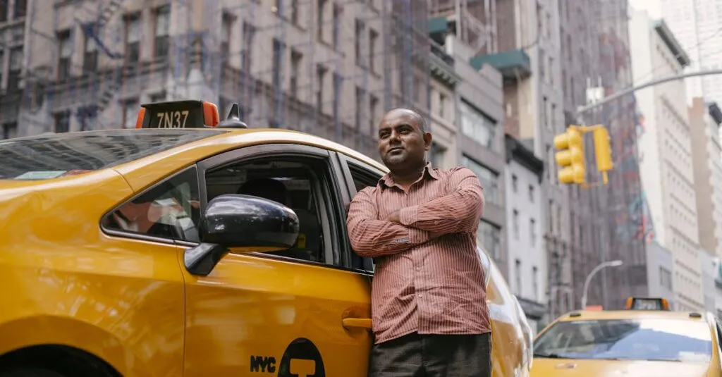 Brooklyn taxi service vehicle cruising this Tuesday afternoon