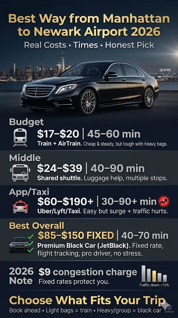 Newark Airport Transfers From Manhattan In 2026: Finding The Best Way Without The Headache 3 April 1, 2026 Infographic Best Way To Get From Manhattan To Newark Airport