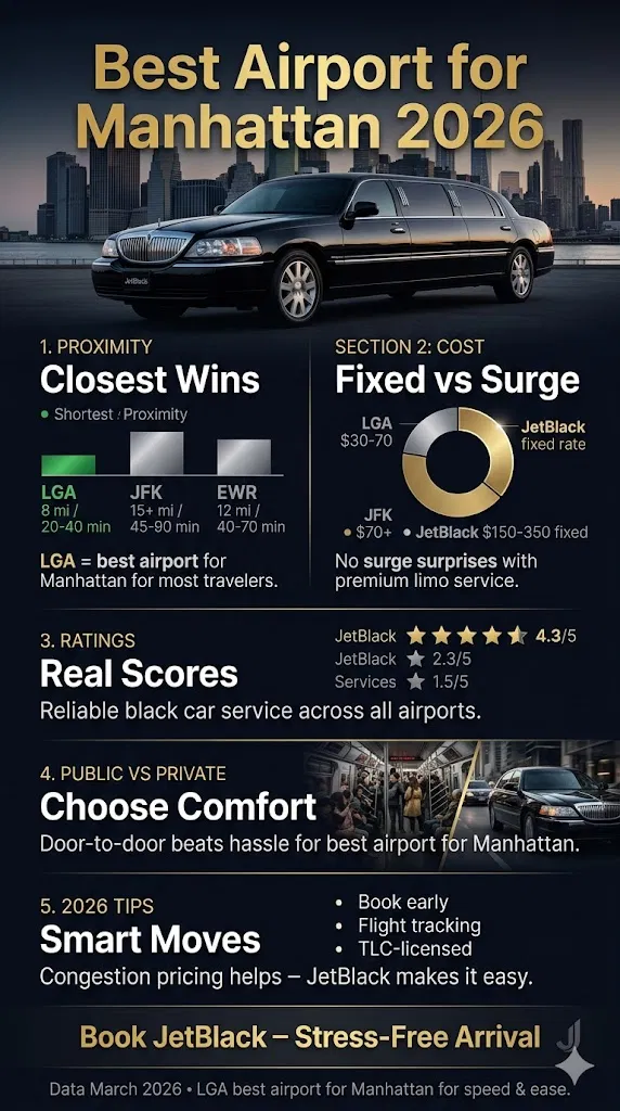 Best Airport For Manhattan: 3 Honest Options Compared For 2026 3 March 29, 2026 Infographic Best Airport For Manhattan