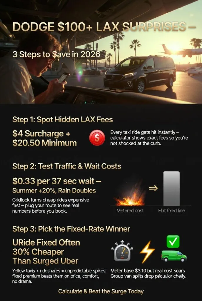 Taxi Fare Calculator Los Angeles: Dodging The 2026 Traffic Traps And Wallet Drains 3 February 21, 2026 Infographic Taxi Fare Calculator Los Angeles