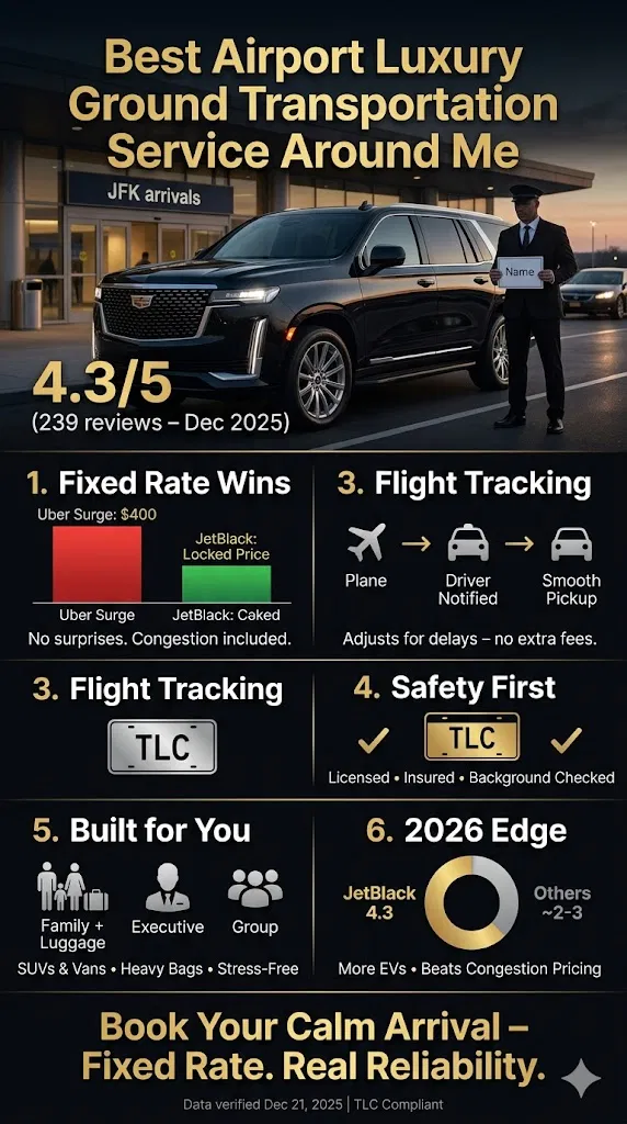 Best Airport Luxury Ground Transportation Service Around Me In 2026: Why Fixed-Rate Black Car Rides Beat The Chaos 3 March 29, 2026 Infographic Best Airport Luxury Ground Transportation Service Around Me