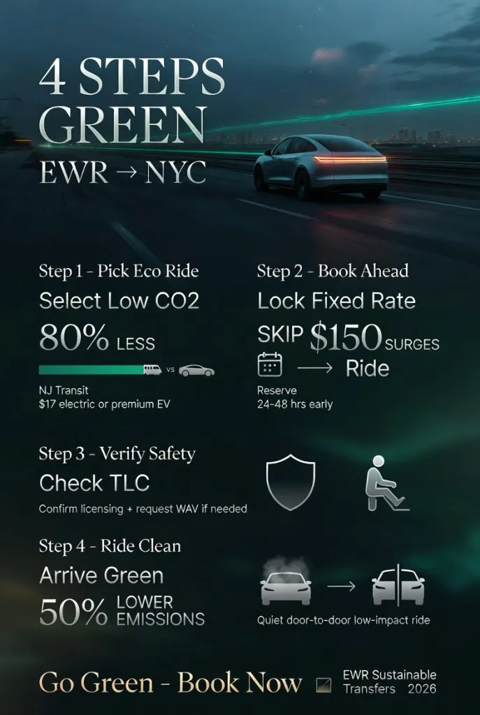 Eco Friendly Transportation From Newark Airport To New York City In 2026: Your Green Ride Survival Guide 3 February 15, 2026 Infographic Eco Friendly Transportation From Newark Airport To New York City
