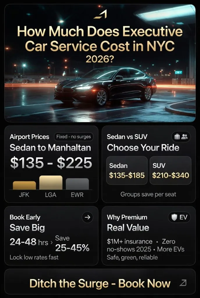 How Much Does Executive Car Service Cost In Nyc? Shocking 2026 Prices Revealed 3 February 3, 2026 Infographic How Much Does Executive Car Service Cost In Nyc
