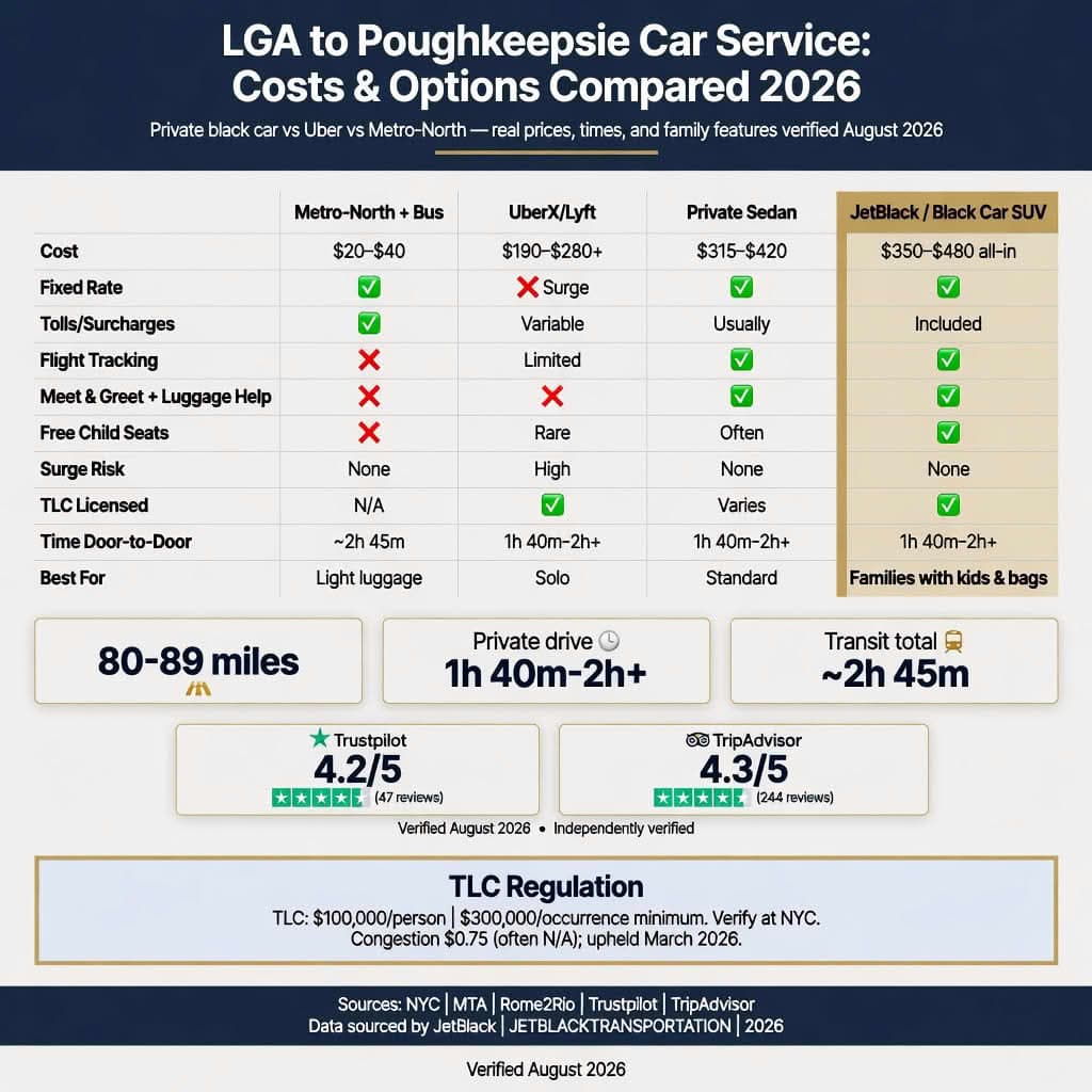 laguardia airport to poughkeepsie ny
