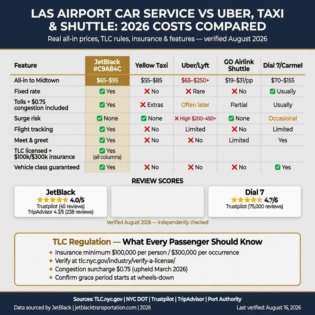Nyc For-Hire Vehicle Landscape Nyc For-Hire Vehicle Landscape Comparing Black Cars, Taxis, Rideshares, And Limos Across Licensing Tier, Insurance Minimum, Surge Pricing, Fixed Rate Availability, And Tlc Oversight