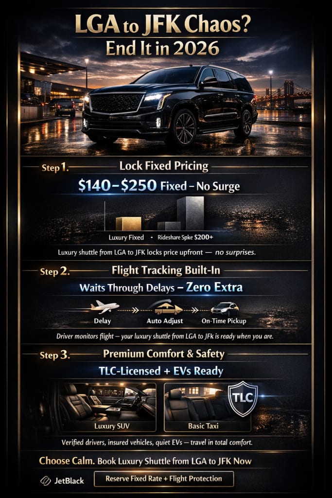 Infographic luxury shuttle from lga to jfk
