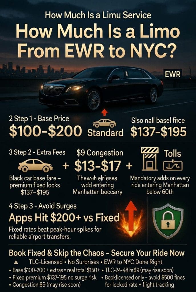 How Much Is a Limo Service From EWR to NYC in 2026: The No-BS Breakdown From a Battle-Hardened NYC Vet 3 October 14, 2026 Infographic how much is a limo service from ewr to nyc