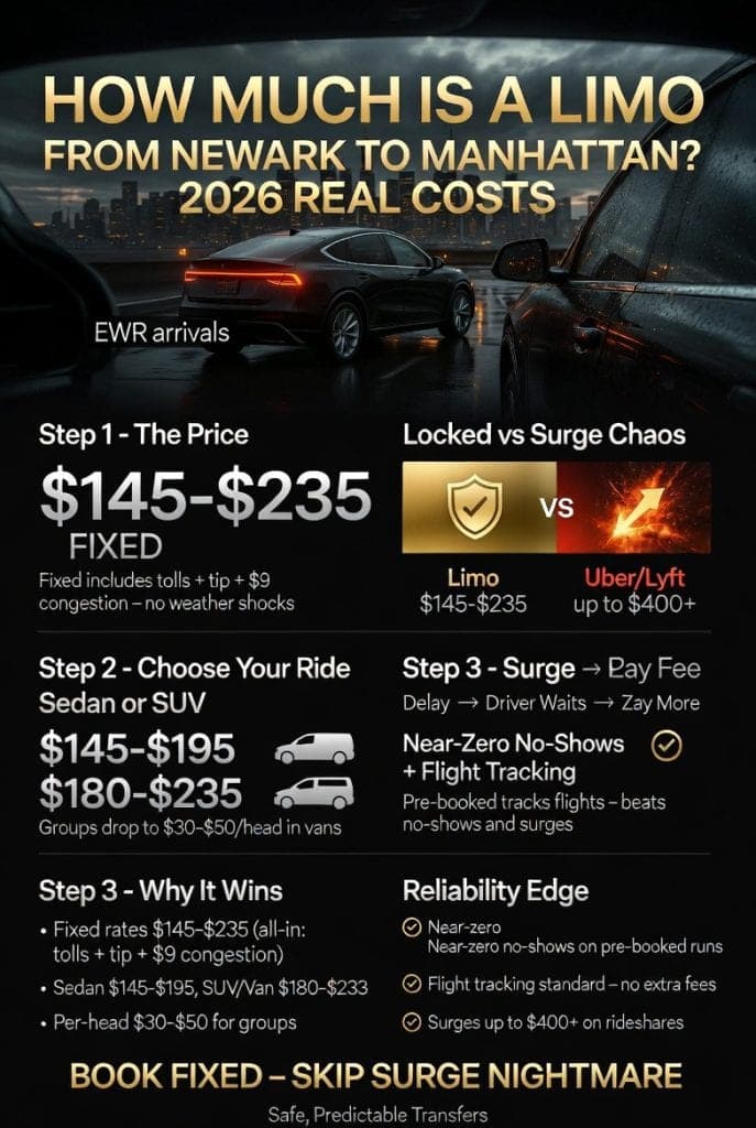 How Much Is a Limo Service from Newark to Manhattan in 2026? The Real Numbers (and Why They Matter More Than You Think) 3 October 14, 2026 Infographic how much is a limo service from newark to manhattan