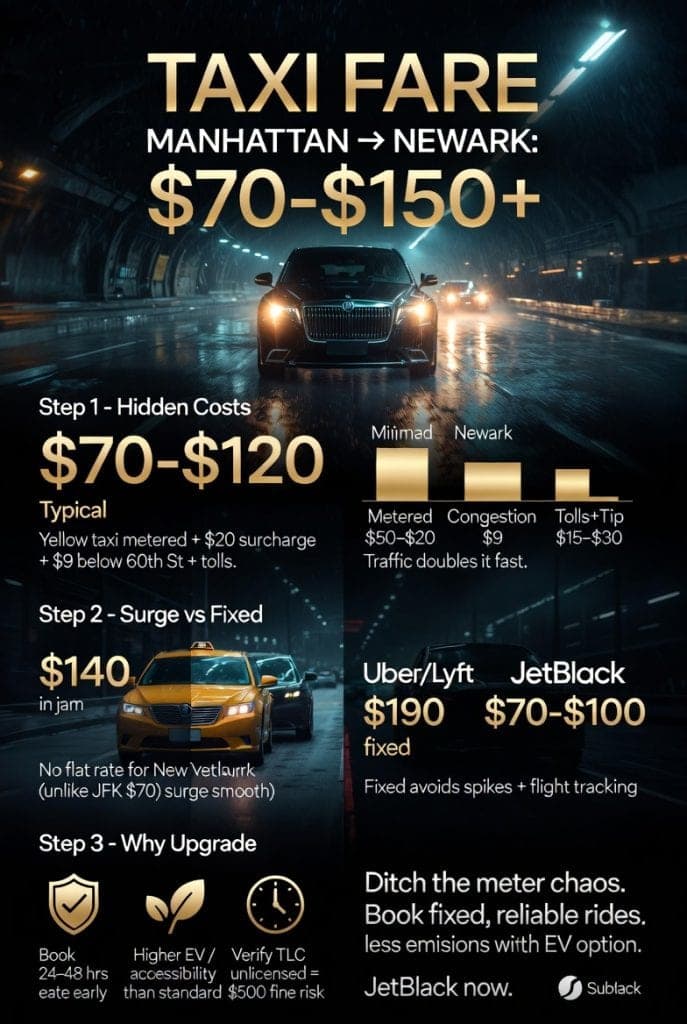 Taxi Fare from Manhattan to Newark Airport in 2026: The Real, Rain-Soaked Truth from Someone Who's Been Stuck There Too Many Times 3 October 12, 2026 Infographic taxi fare from manhattan to newark airport