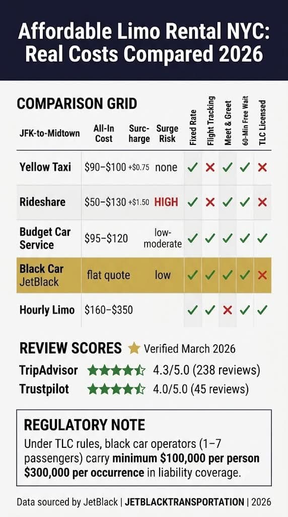 Affordable Limo Rental NYC: 7 Honest Tips for 2026 3 October 26, 2026 Infographic affordable limo rental nyc
