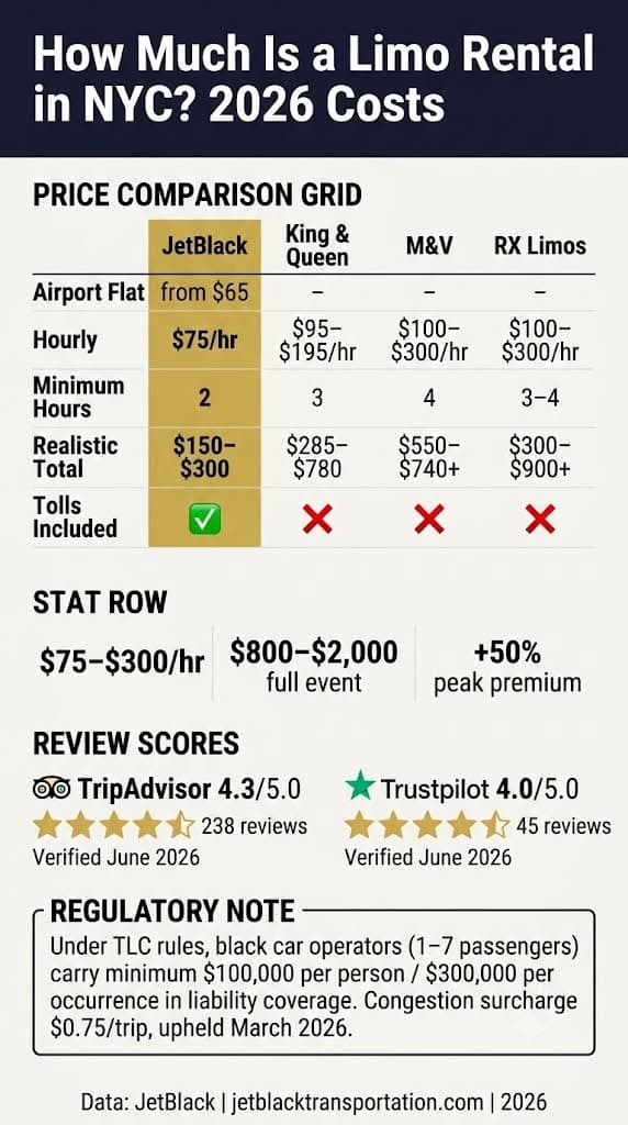 Infographic how much is a limo rental in nyc