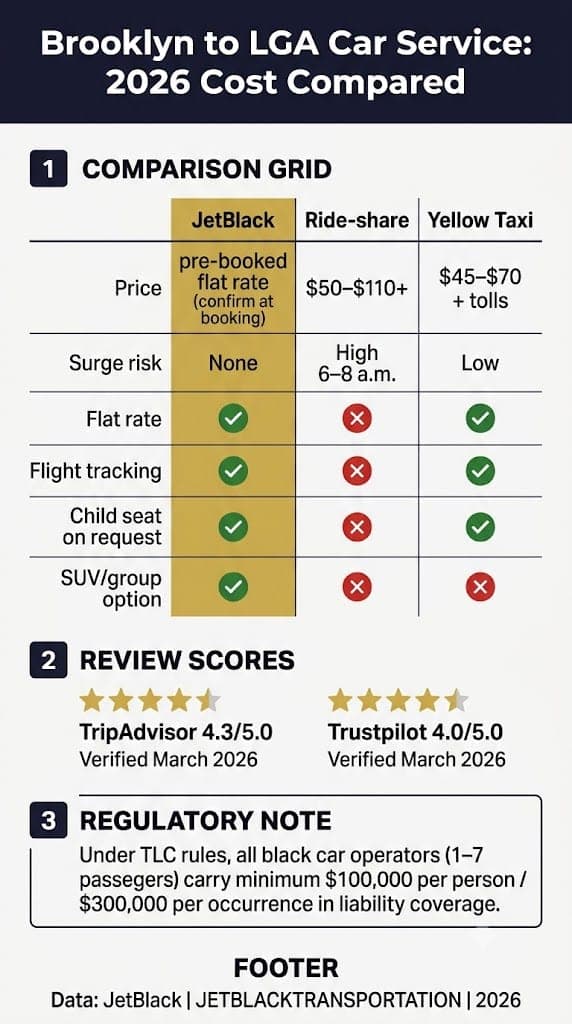 Infographic luxury car service from brooklyn to lga