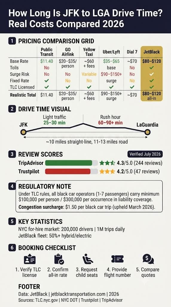 Infographic how long is jfk to lga drive time