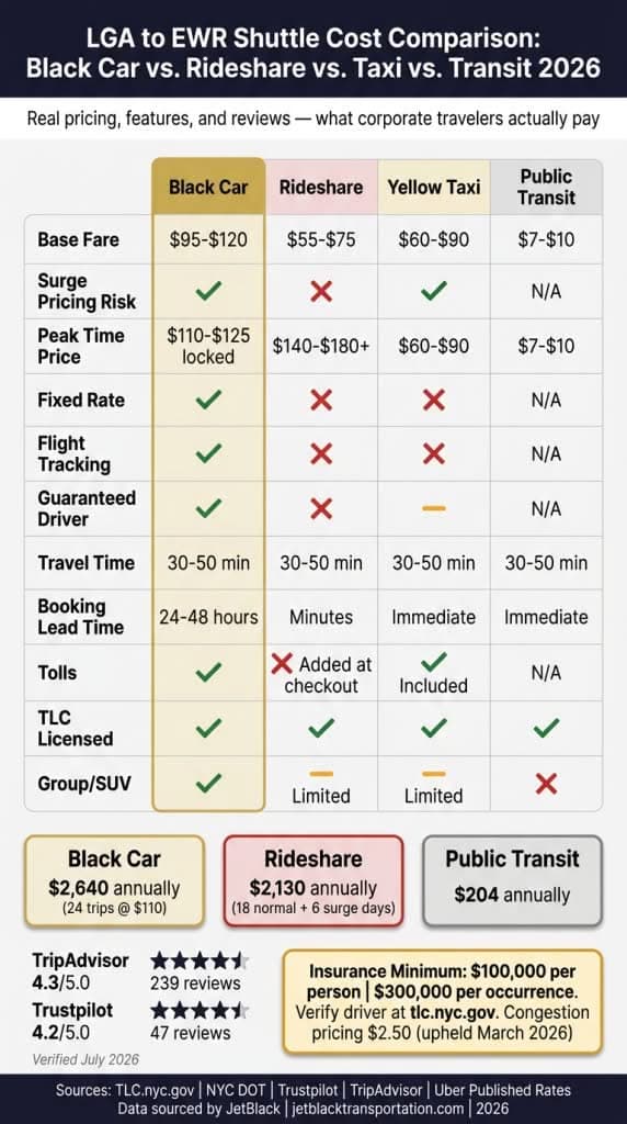 Infographic how much is a shuttle from lga to ewr