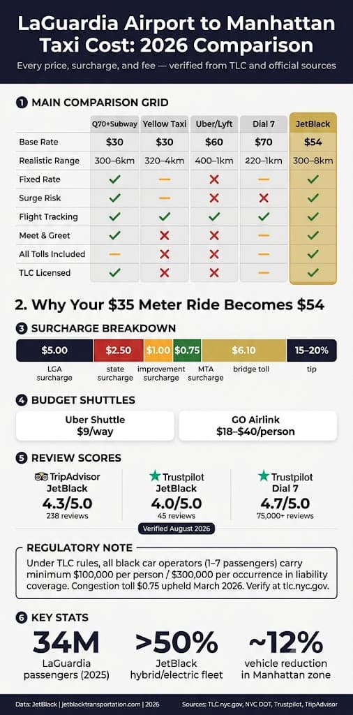 Laguardia Airport To Manhattan Taxi Cost: 7 Honest 2026 Facts 3 August 26, 2026 Infographic Laguardia Airport To Manhattan Taxi Cost