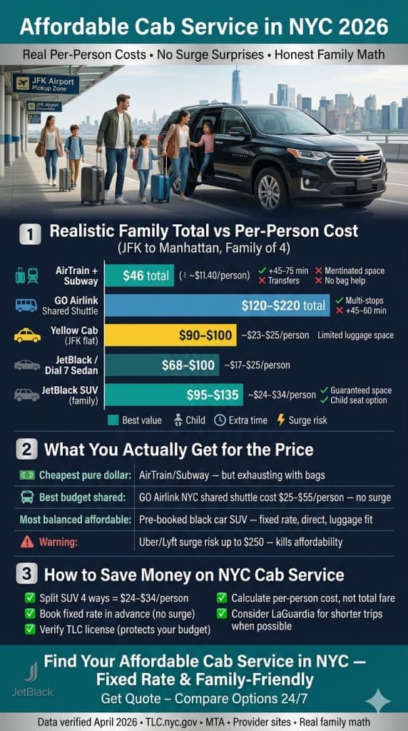 Affordable Cab Service In Nyc Cost Comparison Family Four Passengers Jfk 2026