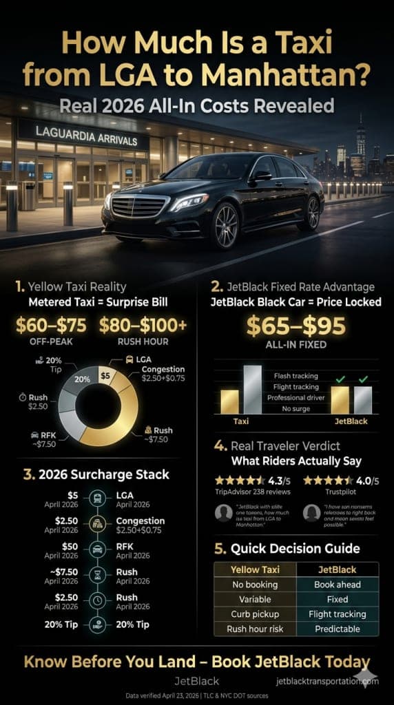 How Much Is A Taxi From Lga To Manhattan Nyc Ground Transportation Comparison Black Car Yellow Cab Uber 2026