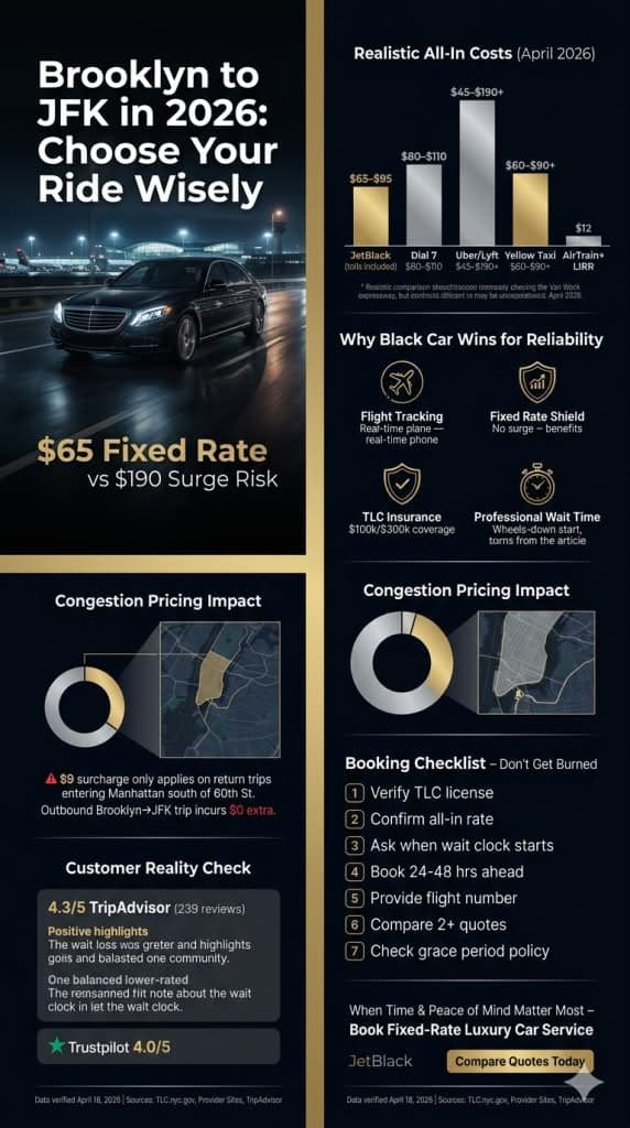 luxury car service to JFK from Brooklyn NYC for-hire vehicle landscape comparison infographic 2026