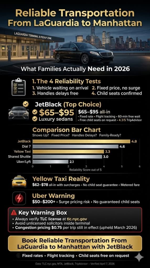 reliable transportation from laguardia to manhattan comparison 2026 family options