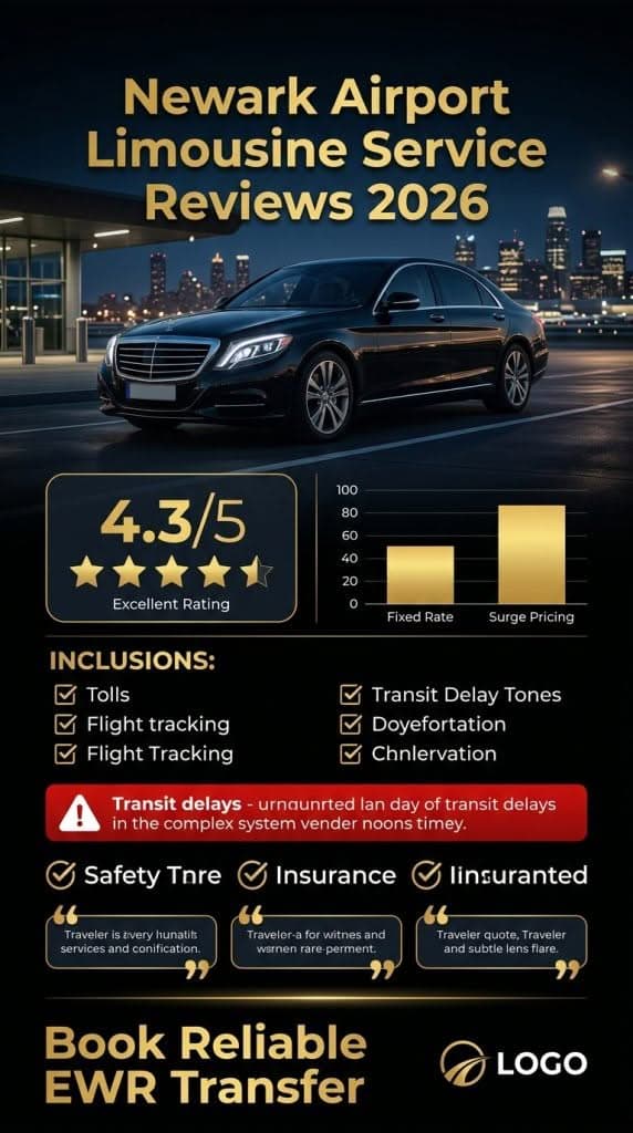 Newark Airport Limousine Service Comparison Infographic Black Car Rideshare Shuttle Transit Ewr 2026