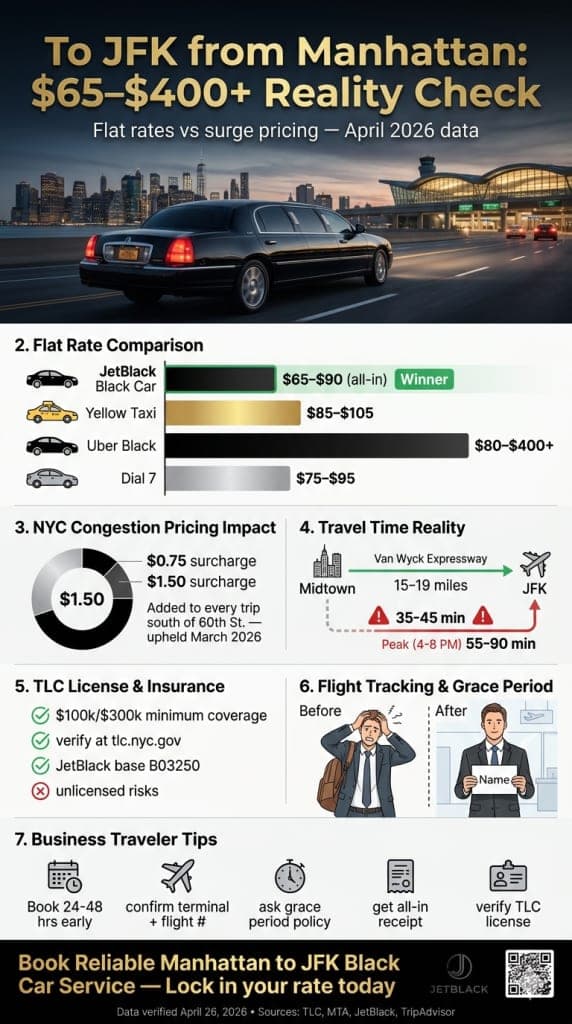 To Jfk From Manhattan For-Hire Vehicle Comparison Infographic Nyc Black Car Yellow Taxi Rideshare