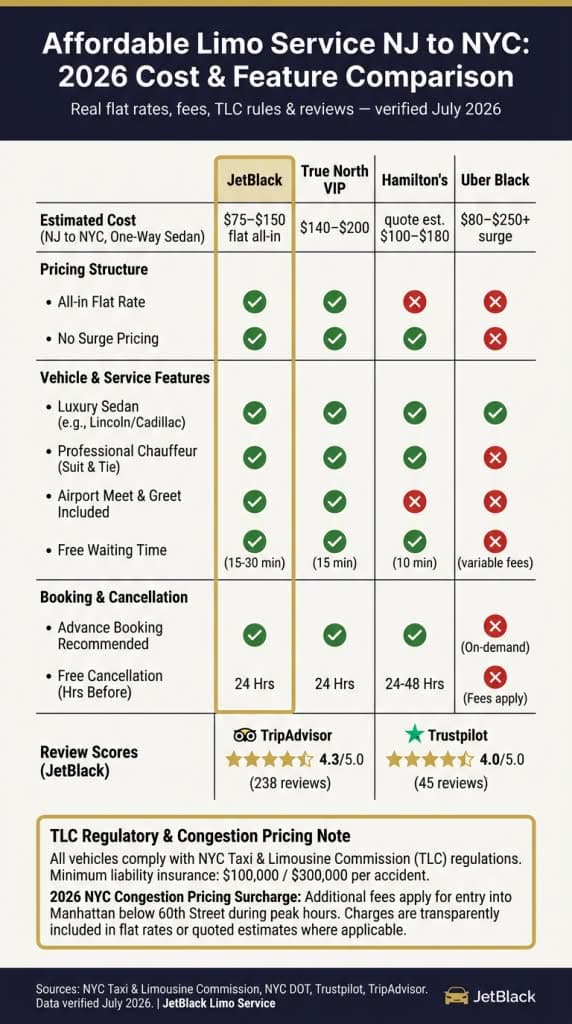 NJ to NYC ground transportation comparison affordable limo service nj to nyc