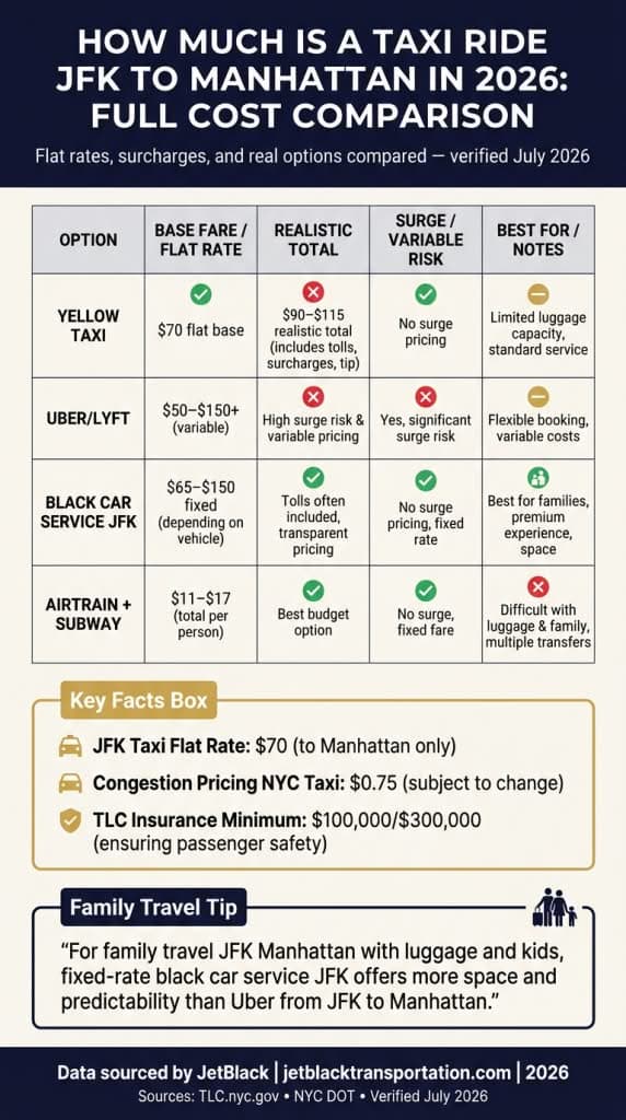 how much is a taxi ride from jfk to manhattan