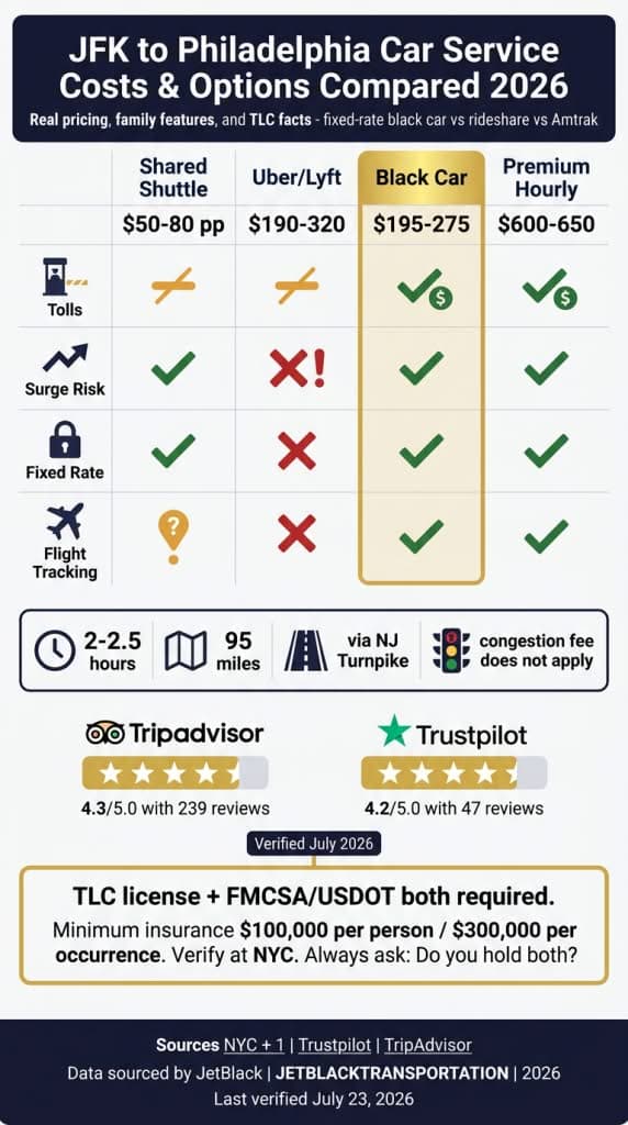 reliable car service from jfk to philadelphia