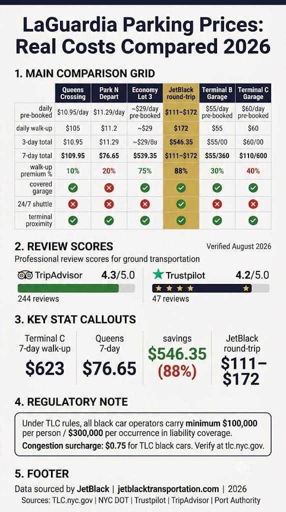 Laguardia Parking Prices: 7 Honest Costs For 2026 3 August 31, 2026 Infographic Laguardia Parking Prices