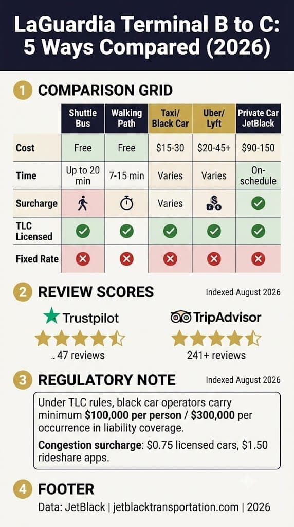 Laguardia Terminal B To C: 5 Honest Ways To Connect (2026) 3 August 31, 2026 Infographic Laguardia Terminal B To C