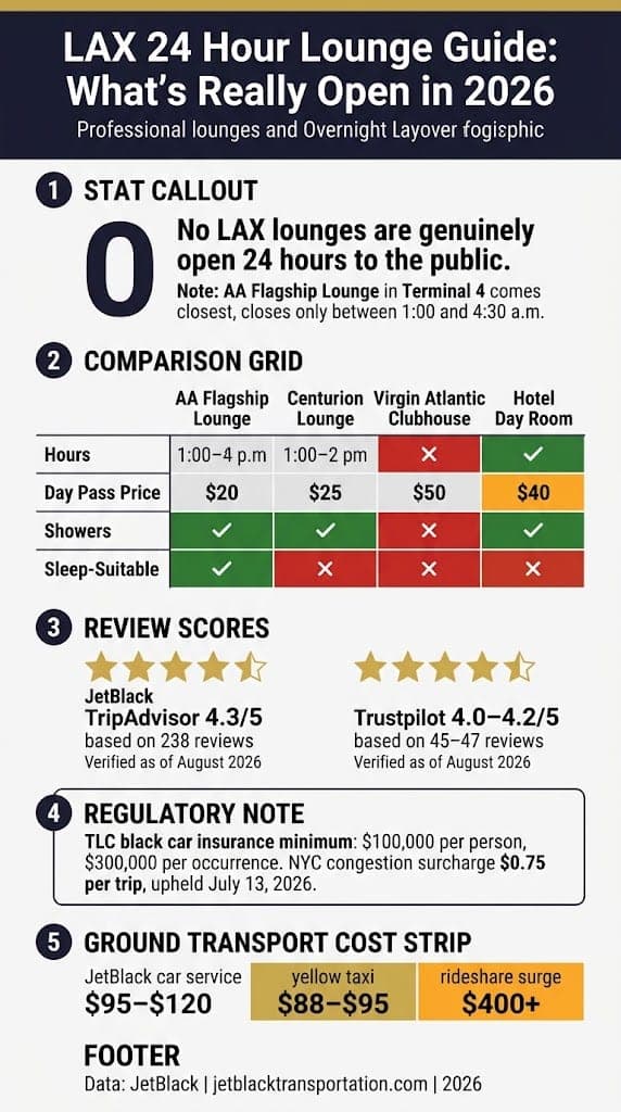 Lax 24 Hour Lounge Guide: 7 Honest Facts For 2026 3 August 18, 2026 Infographic Lax 24 Hour Lounge