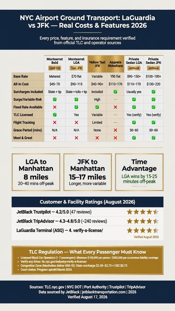 Infographic Nyc For-Hire Vehicle Landscape Comparing Black Cars, Yellow Taxis, Rides Hares Across Licensing, Insurance, Surge, Fixed Rate, Tlc Oversight