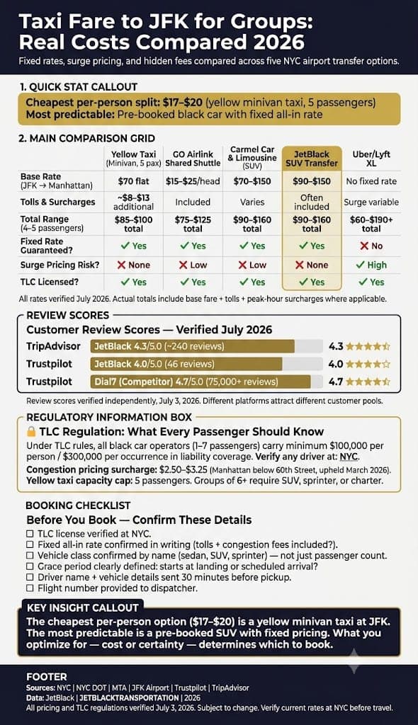 Taxi Fare To Jfk For Groups: 5 Honest Facts For 2026 3 August 21, 2026 Infographic Taxi Fare To Jfk For Groups