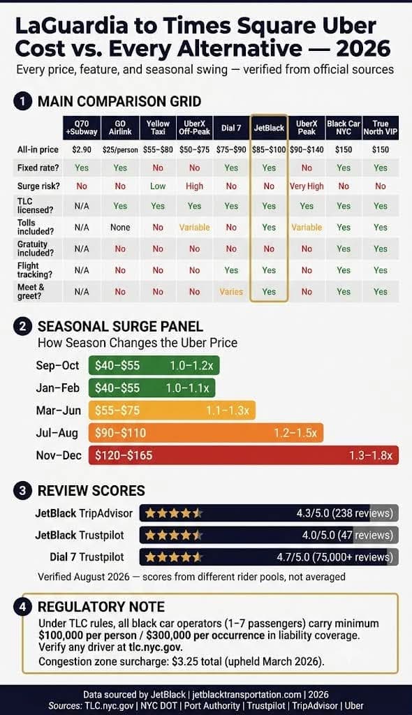 INFOGRAPHIC 
laguardia airport to times square uber cost