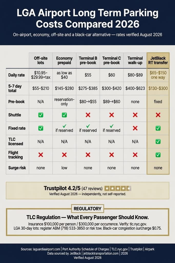 Infographic Nyc For-Hire Vehicle Landscape Comparing Black Cars, Taxis, Rideshares And Parking Options At Lga