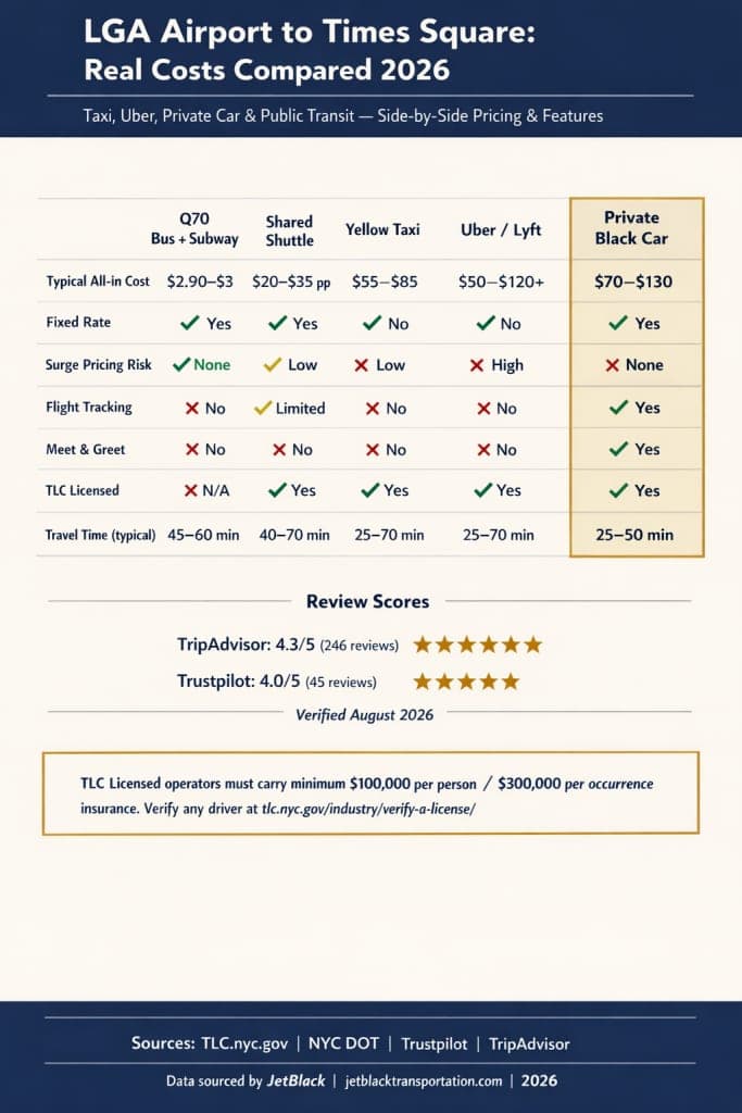 Nyc For-Hire Vehicle Landscape For Lga To Times Square Options Infographic