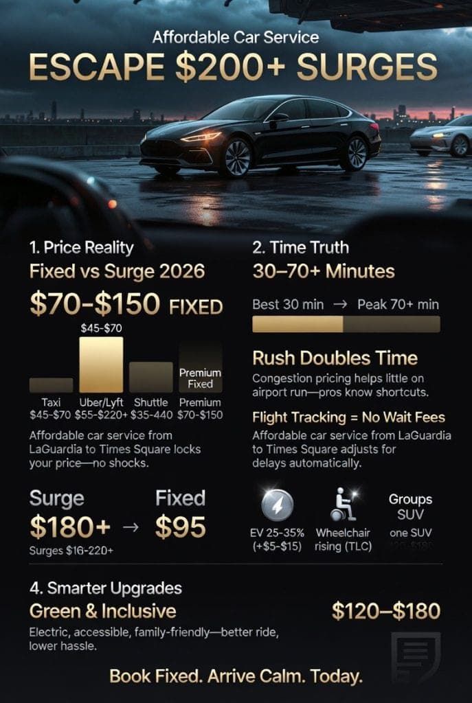 Affordable Car Service From Laguardia To Times Square In 2026: Real Costs, Smart Choices &Amp; Insider Reality 3 August 17, 2026 Infographic Affordable Car Service From Laguardia To Times Square
